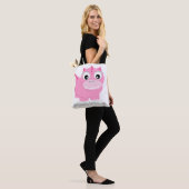 Schattigee roze Dino Kawaii Cartoon Tote Bag (Op model)