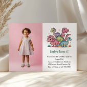 Schattigee Roze Dinosaurus Foto Kids Verjaardagsfe Kaart