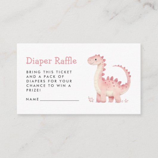 Schattigee Roze Dinosaurus Meisje Baby shower Luie Informatiekaartje (Voorkant)