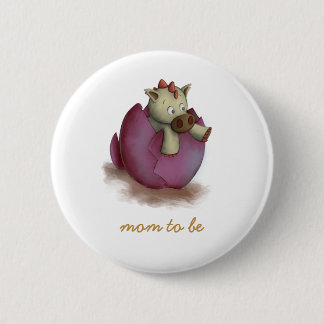 Schattigee roze dinosaurus op het punt om moeder t ronde button 5,7 cm