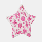 Schattigee Roze Ditsy Vakantie Kerst Waterverf Keramisch Ornament (Rechts)