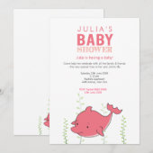 Schattigee Roze Dolfijn Baby shower Uitnodigen Kaart (Voorkant / Achterkant)