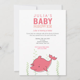 Schattigee Roze Dolfijn Baby shower Uitnodigen Kaart