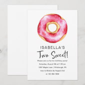 Schattigee Roze Donut 2e Verjaardagsfeest Kaart (Voorkant / Achterkant)