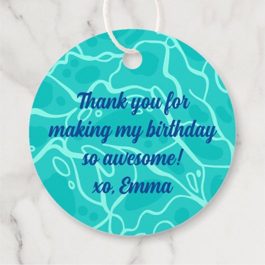 Schattigee roze donut binnenbuis zwembad feestdag  bedankjes labels (Achterkant)