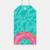 Schattigee roze donut binnenbuis zwembad feestdag cadeaulabel (Achterkant)