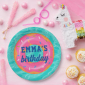 Schattigee roze donut binnenbuis zwembad feestdag  papieren bordje (Feest)