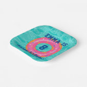 Schattigee roze donut binnenbuis zwembad feestdag  papieren bordje (Gebogen)
