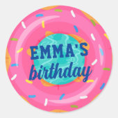 Schattigee roze donut binnenbuis zwembad feestdag  ronde sticker (Voorkant)