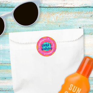 Schattigee roze donut binnenbuis zwembad feestdag ronde sticker