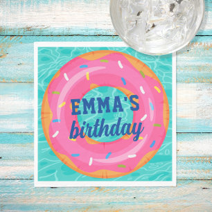 Schattigee roze donut binnenbuis zwembad feestdag  servet