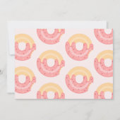 Schattigee roze donut één 1e verjaardag kaart (Achterkant)