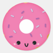 Schattigee Roze Donut Sticker (Voorkant)
