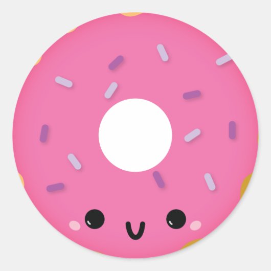 Schattigee Roze Donut Sticker (Voorkant)