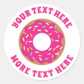 Schattigee roze donut Verjaardagsfeestje stickers (Voorkant)