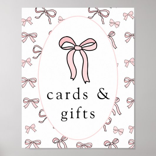 Schattigee Roze Doodle Boog Kaarten & Geschenken Poster (Voorkant)