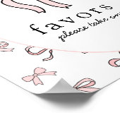 Schattigee Roze Doodle Favors Sign Poster (Hoek)