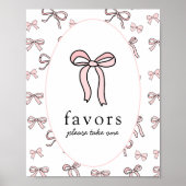 Schattigee Roze Doodle Favors Sign Poster (Voorkant)