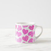 Schattigee Roze Doodled Heart Valentijnsdag Patter Espresso Kop (Rechts)