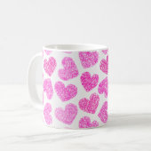 Schattigee Roze Doodled Heart Valentijnsdag Patter Koffiemok (Voorkant links)