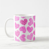 Schattigee Roze Doodled Heart Valentijnsdag Patter Koffiemok (Links)