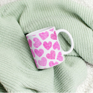 Schattigee Roze Doodled Heart Valentijnsdag Patter Koffiemok