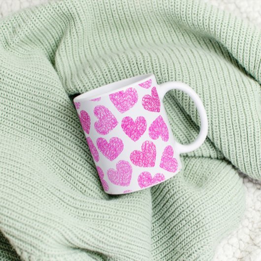 Schattigee Roze Doodled Heart Valentijnsdag Patter Koffiemok