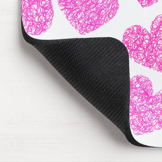 Schattigee Roze Doodled Heart Valentijnsdag Patter Muismat (Hoek)