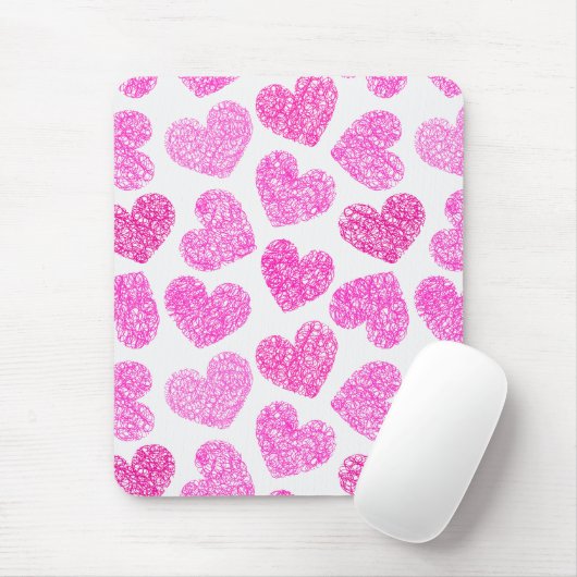 Schattigee Roze Doodled Heart Valentijnsdag Patter Muismat (Met muis)