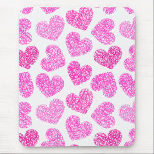 Schattigee Roze Doodled Heart Valentijnsdag Patter Muismat