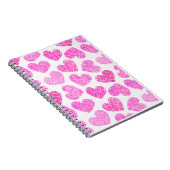 Schattigee Roze Doodled Heart Valentijnsdag Patter Notitieboek (Rechterzijde)