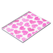 Schattigee Roze Doodled Heart Valentijnsdag Patter Notitieboek (Linkerzijde)
