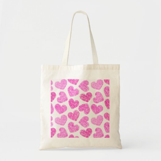 Schattigee Roze Doodled Heart Valentijnsdag Patter Tote Bag (Voorkant)