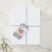 Schattigee Roze Draak en Peony Girl Baby shower Cadeaulabel (Met Touw)