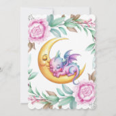 Schattigee Roze Draak en Peony Girl Baby shower Kaart (Achterkant)