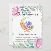 Schattigee Roze Draak en Peony Girl Baby shower Kaart (Voorkant)