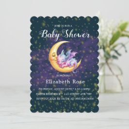 Schattigee Roze Draak Galaxy Meisje Baby shower Kaart