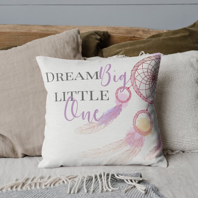 Schattigee roze droom grote kleine één droom citaa kussen (Cute Pink Dream Big Little One Dream Quote Throw Pillow)