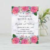 Schattigee Roze Echte Bloemen bruiloft Kaart (Staand voorkant)