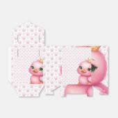 Schattigee roze eend met kroon bedankdoosjes (Uitgevouwen)