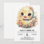 Schattigee roze eend verjaardag kaart (Voorkant / Achterkant)