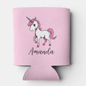 Schattigee Roze Eenhoorn Cartoon Naam Blikjeskoeler (Achterkant)