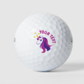 Schattigee Roze Eenhoorn Custom Print Golfballen v (Voorkant)