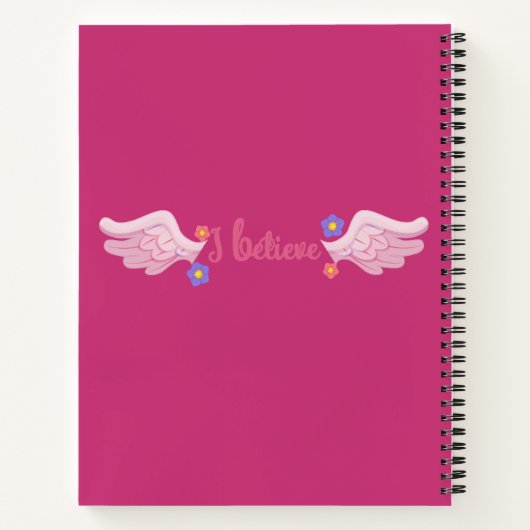 Schattigee roze eenhoorn en regenboog gepersonalis notitieboek (Achterkant)