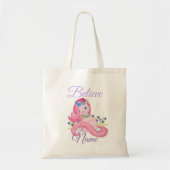 Schattigee Roze Eenhoorn Geloven Gepersonaliseerd Tote Bag (Voorkant)