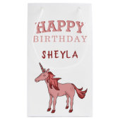 Schattigee Roze Eenhoorn Gelukkige Verjaardag Kind Klein Cadeauzakje (Achterkant)