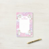 Schattigee Roze Eenhoorn Gepersonaliseerde Mitswa Post-it® Notes (Op bureau)
