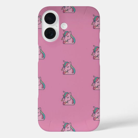 Schattigee Roze Eenhoorn IPhone 16 Hoesje (Achterkant)