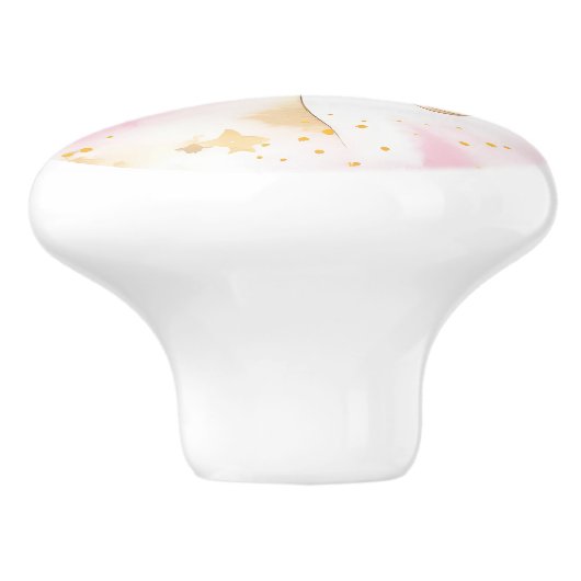 Schattigee Roze Eenhoorn, Kinderen meubels, slaapk Keramische Knop (Zijkant)