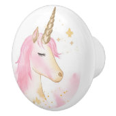 Schattigee Roze Eenhoorn, Kinderen meubels, slaapk Keramische Knop (Rechts)